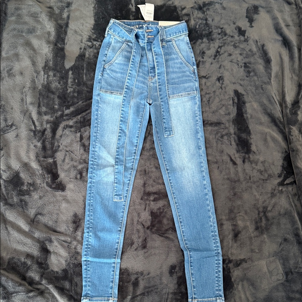American Eagle Outfitters Blue High Rise Jeans with Belt